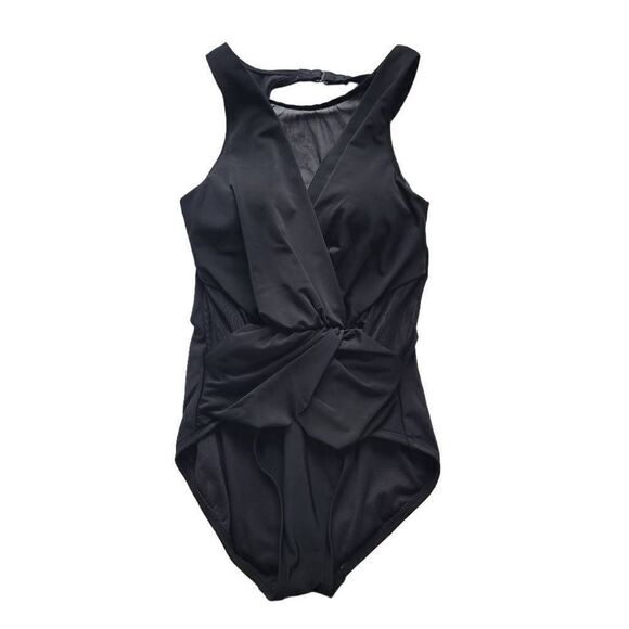 Aqua green womens Sz Small black one pc Swimsuit - Picture 2 of 5